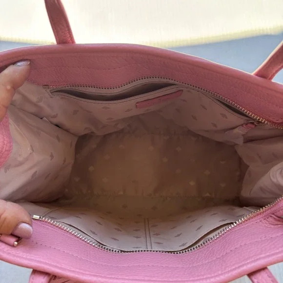 Kate Spade Rowe Summer Tweed Pink Raffia Leather Medium Satchel Bag NEW - Picture 13 of 16